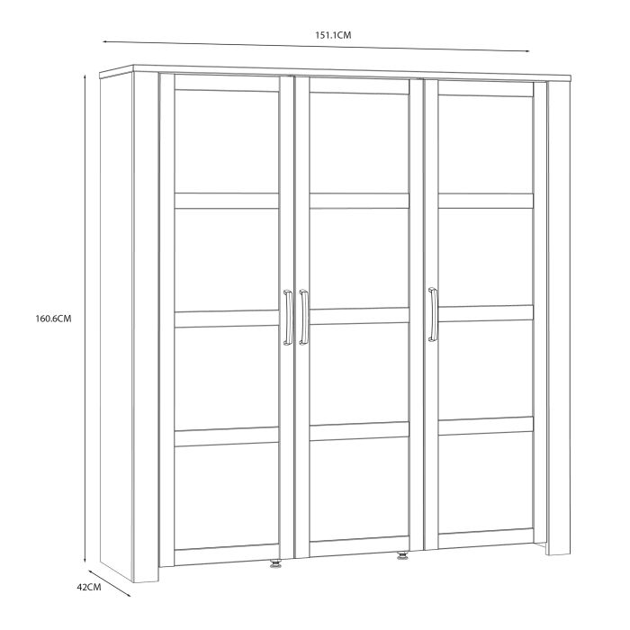 Bohol 3 Door Large Display Cabinet in Riviera Oak/Navy