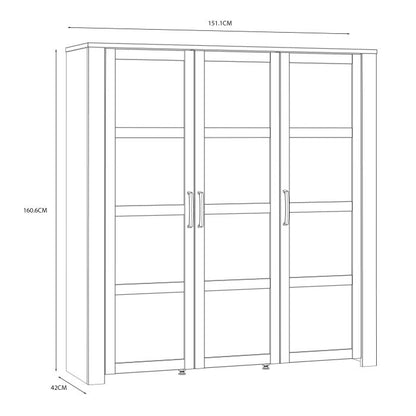 Bohol 3 Door Large Display Cabinet in Riviera Oak/Navy