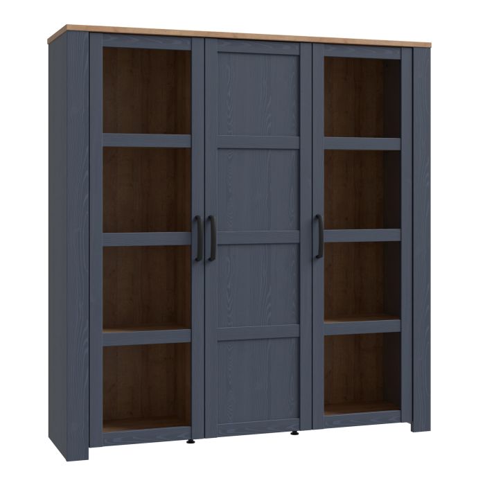 Bohol 3 Door Large Display Cabinet in Riviera Oak/Navy