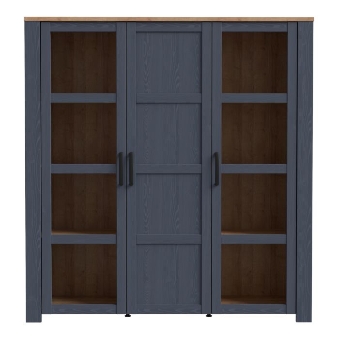 Bohol 3 Door Large Display Cabinet in Riviera Oak/Navy