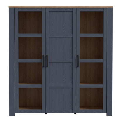 Bohol 3 Door Large Display Cabinet in Riviera Oak/Navy