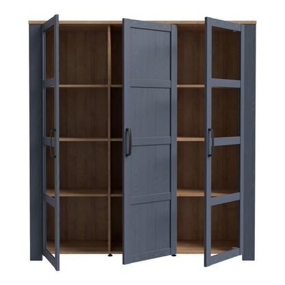 Bohol 3 Door Large Display Cabinet in Riviera Oak/Navy