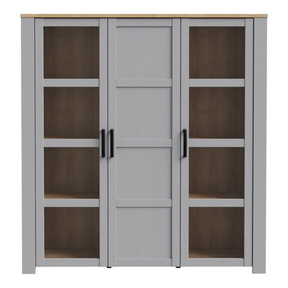 Bohol 3 Door Large Display Cabinet in Riviera Oak/Grey Oak