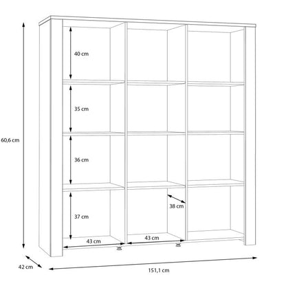 Bohol 3 Door Large Display Cabinet in Riviera Oak/Grey Oak