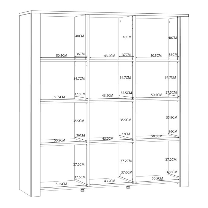 Bohol 3 Door Large Display Cabinet in Riviera Oak/White