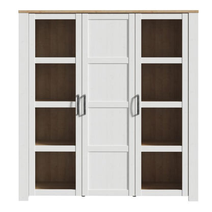 Bohol 3 Door Large Display Cabinet in Riviera Oak/White