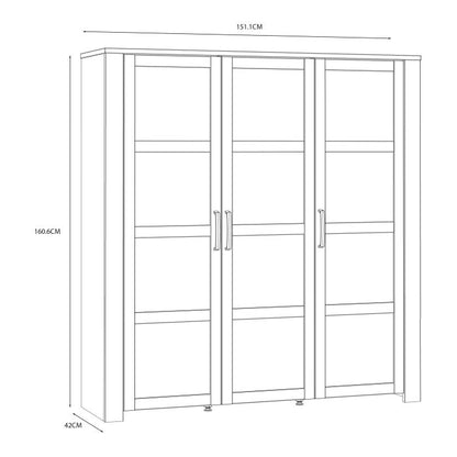 Bohol 3 Door Large Display Cabinet in Riviera Oak/White