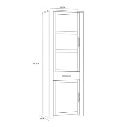 Bohol 2 Door 1 Drawer Narrow Display Cabinet in Riviera Oak/Navy