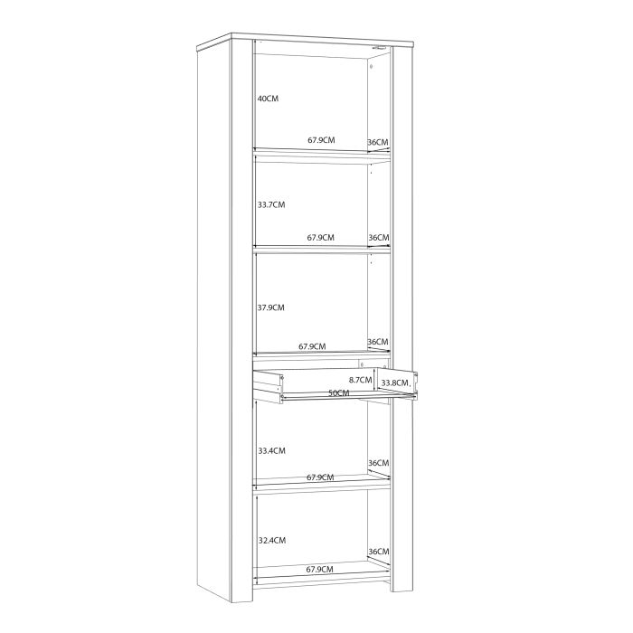 Bohol 2 Door 1 Drawer Narrow Display Cabinet in Riviera Oak/Navy