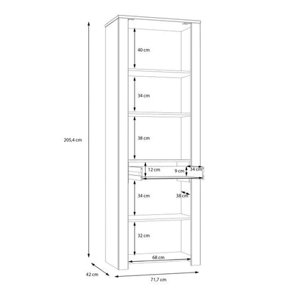 Bohol 2 Door 1 Drawer Narrow Display Cabinet in Riviera Oak/Grey Oak