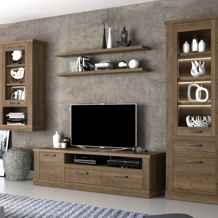 Corona Wall Shelf 140cm in Tabak Oak