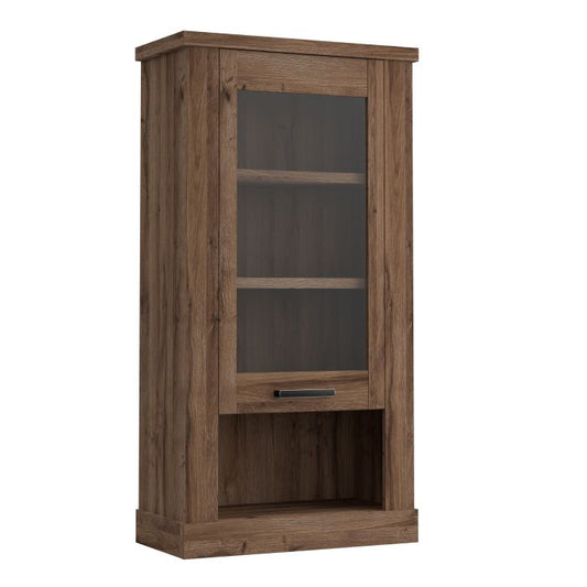 Corona 1 Door  Wall Display Cabinet in Tabak Oak