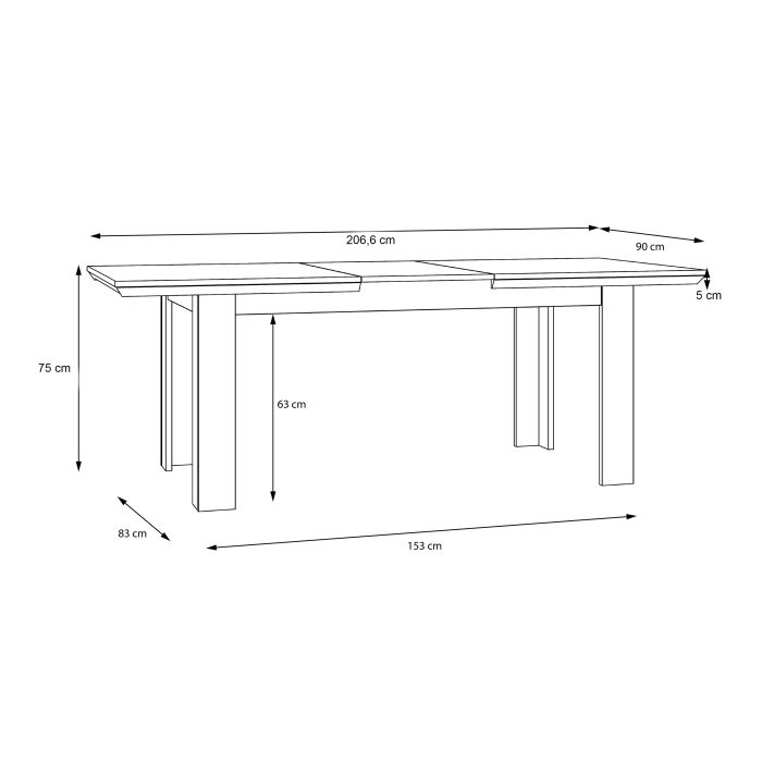 Illopa Extending Dining Table 160-207cm in Oak Nelson/Snowy Oak