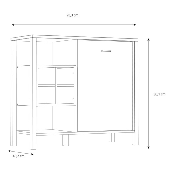 High Rock Storage/Display Chest in Matt Black/Riviera Oak