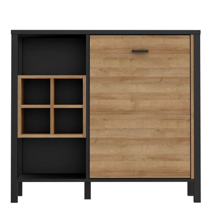 High Rock Storage/Display Chest in Matt Black/Riviera Oak