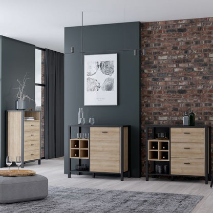 High Rock Storage/Display Chest in Matt Black/Riviera Oak