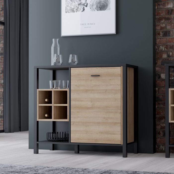 High Rock Storage/Display Chest in Matt Black/Riviera Oak