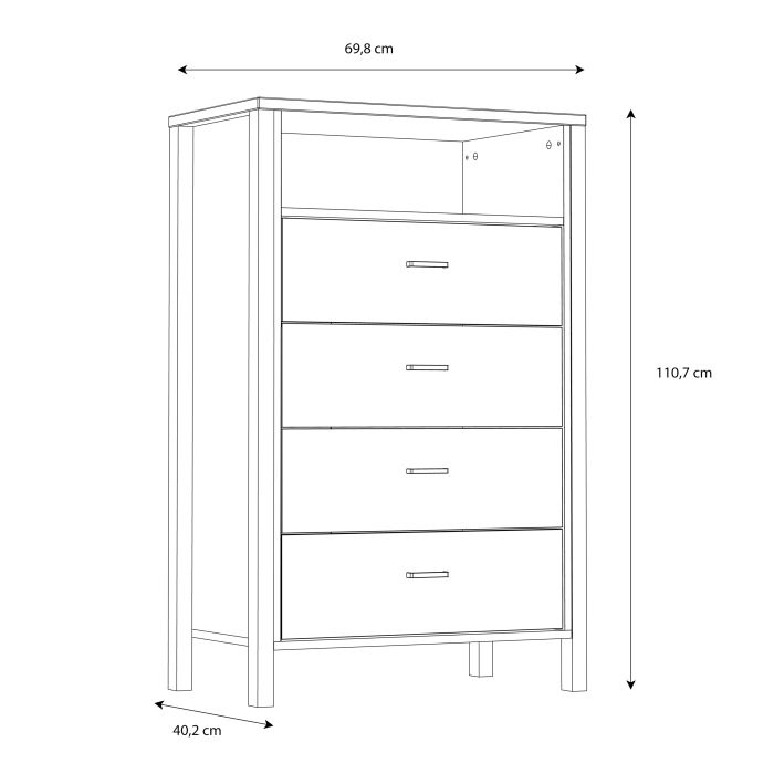 High Rock Chest of 4 Drawers in Matt Black/Riviera Oak