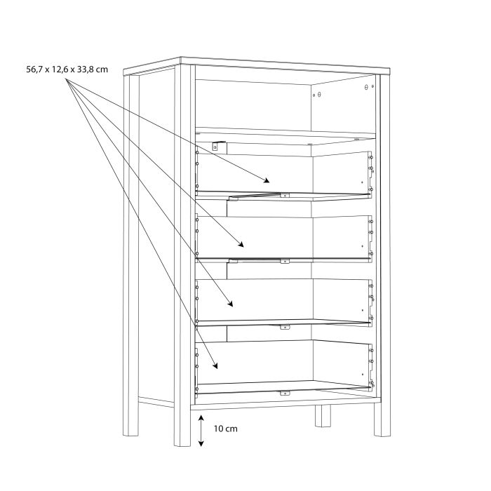 High Rock Chest of 4 Drawers in Matt Black/Riviera Oak