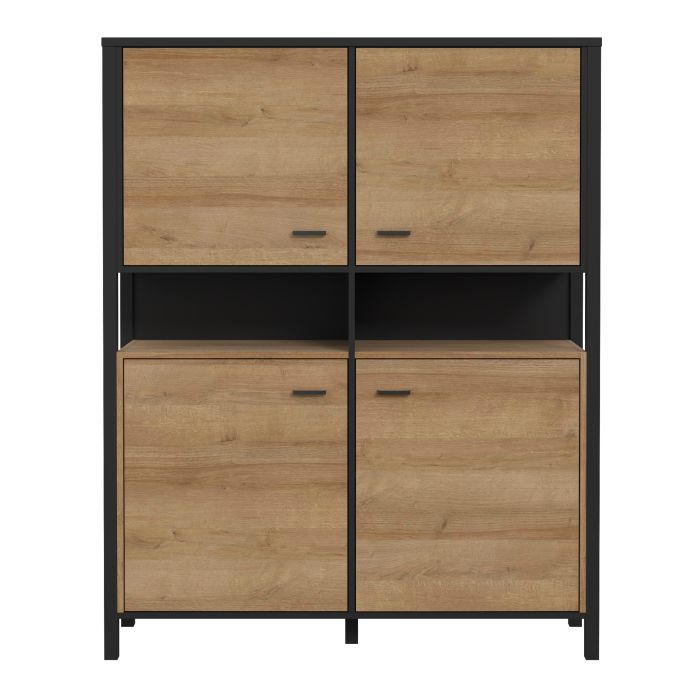 High Rock Storage Cabinet in Matt Black/Riviera Oak