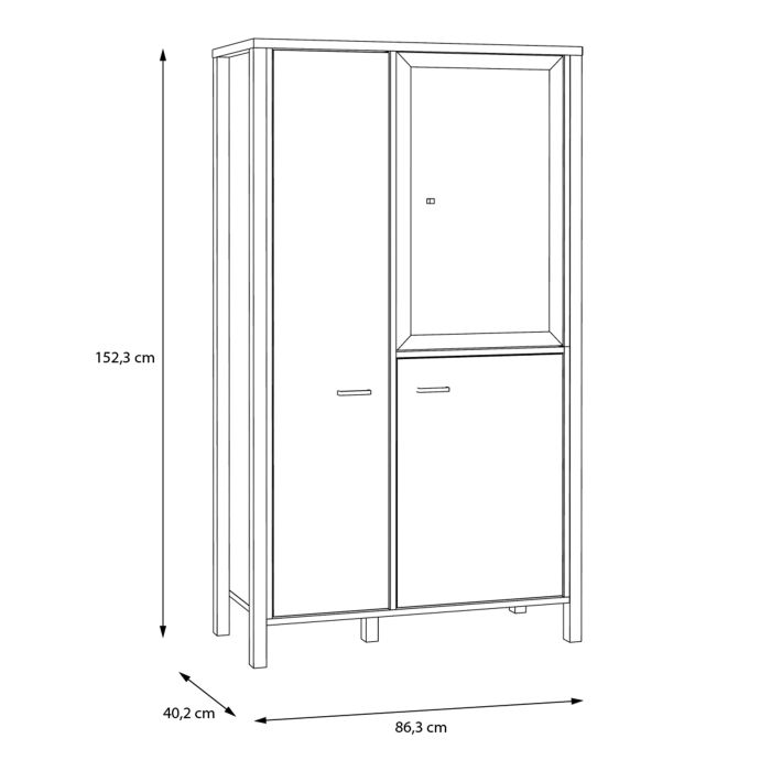 High Rock Small Display Cabinet in Matt Black/Riviera Oak