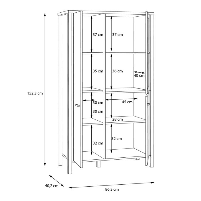 High Rock Small Display Cabinet in Matt Black/Riviera Oak