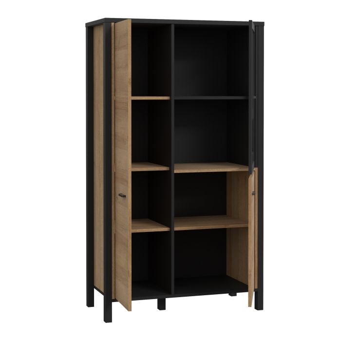 High Rock Small Display Cabinet in Matt Black/Riviera Oak