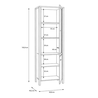 High Rock Wide Display Cabinet in Matt Black/Riviera Oak