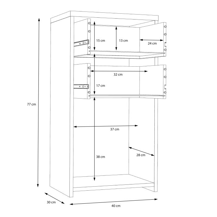 Best Chest Storage Cabinet 2 Drawers 1 Door in Artisan Oak/White