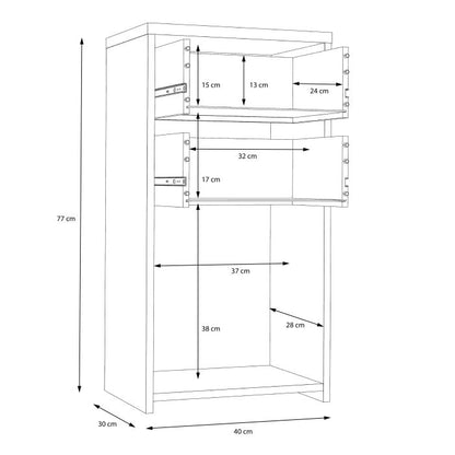 Best Chest Storage Cabinet 2 Drawers 1 Door in Artisan Oak/White