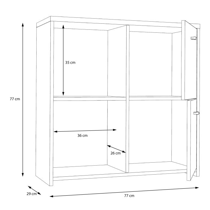 Best Chest Storage Cabinet with 4 Doors in Concrete Optic Dark Grey/Old - Wood Vintage