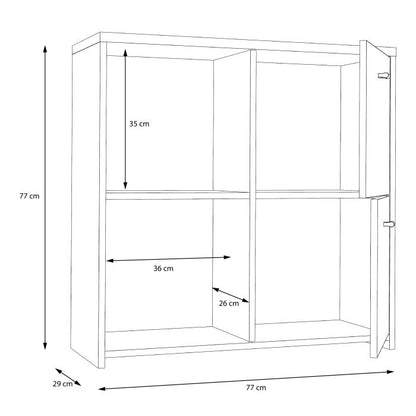 Best Chest Storage Cabinet with 4 Doors in Concrete Optic Dark Grey/Old - Wood Vintage