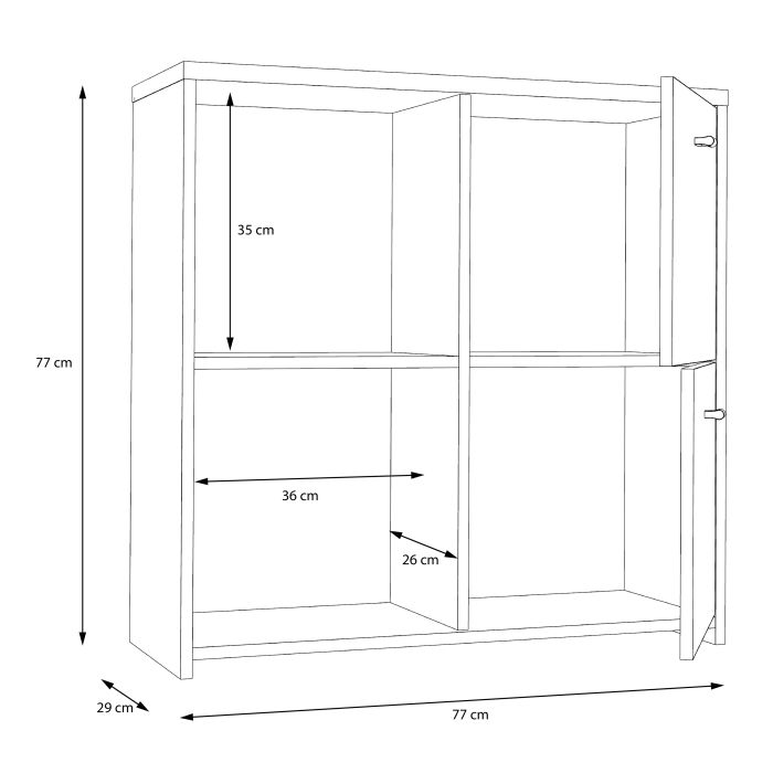 Best Chest Storage Cabinet with 4 Doors in Artisan Oak/White