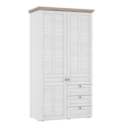 Illoppa 2 Door Wardrobe in Snowy Oak/Oak Nelson