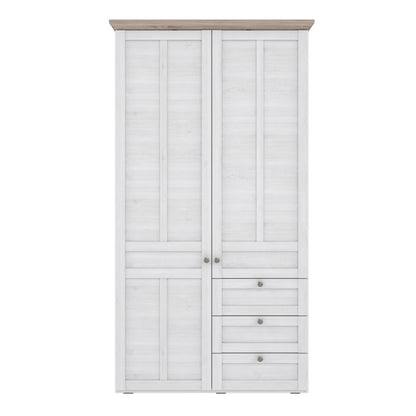 Illoppa 2 Door Wardrobe in Snowy Oak/Oak Nelson