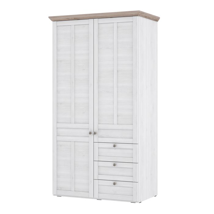 Illoppa 2 Door Wardrobe in Snowy Oak/Oak Nelson