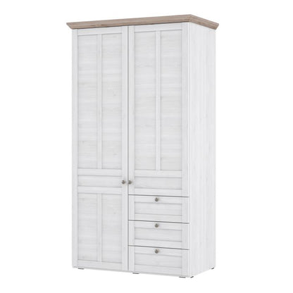 Illoppa 2 Door Wardrobe in Snowy Oak/Oak Nelson