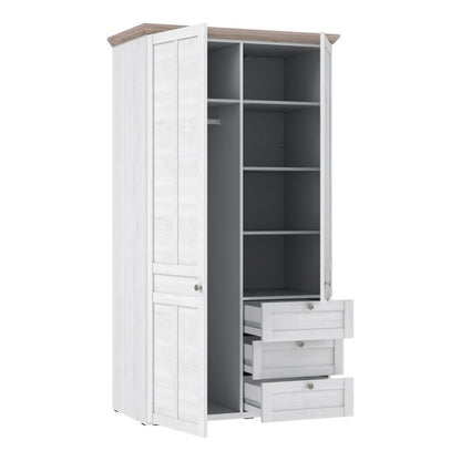 Illoppa 2 Door Wardrobe in Snowy Oak/Oak Nelson