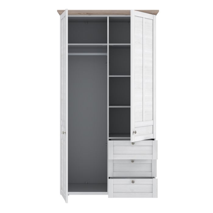 Illoppa 2 Door Wardrobe in Snowy Oak/Oak Nelson