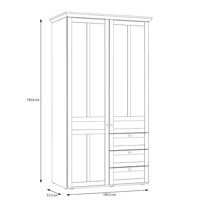 Illoppa 2 Door Wardrobe in Snowy Oak/Oak Nelson