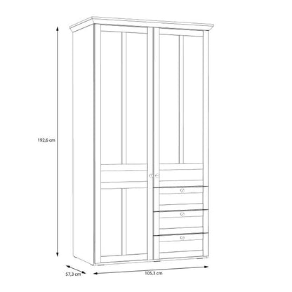 Illoppa 2 Door Wardrobe in Snowy Oak/Oak Nelson