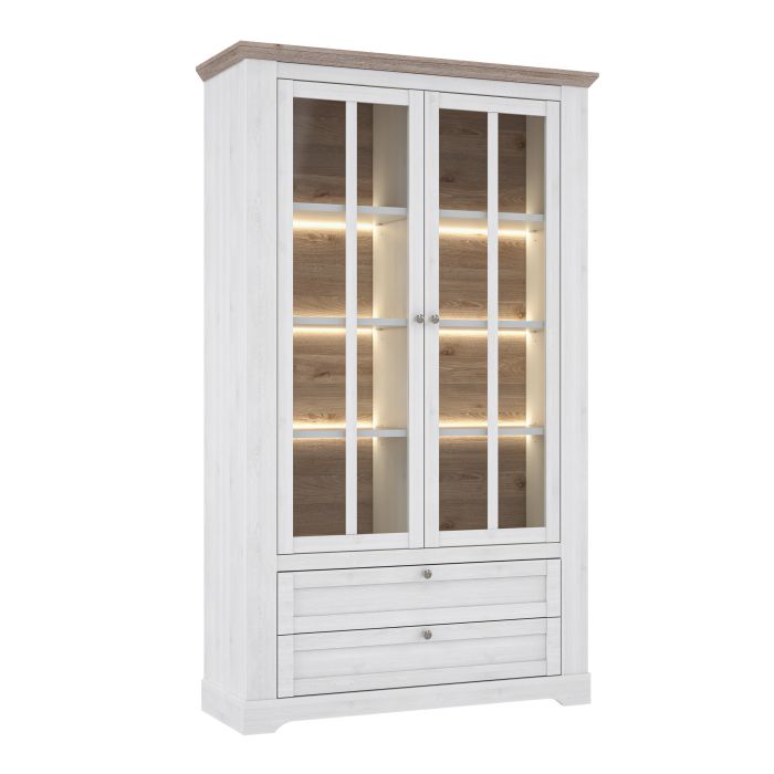 Illoppa Display Cabinet in Snowy Oak/Oak Nelson