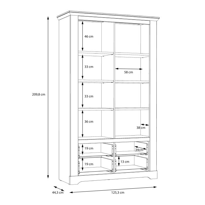 Illoppa Display Cabinet in Snowy Oak/Oak Nelson