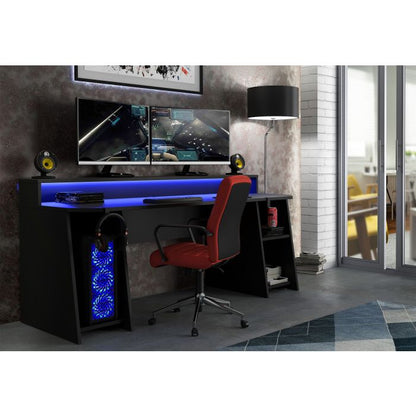 Tezaur Wide Black Gaming Desk with Colour Changing LED