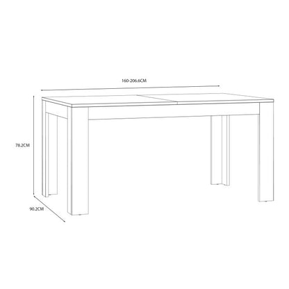 Bohol Extending Dining Table 160-207cm in Riviera Oak/Grey Oak